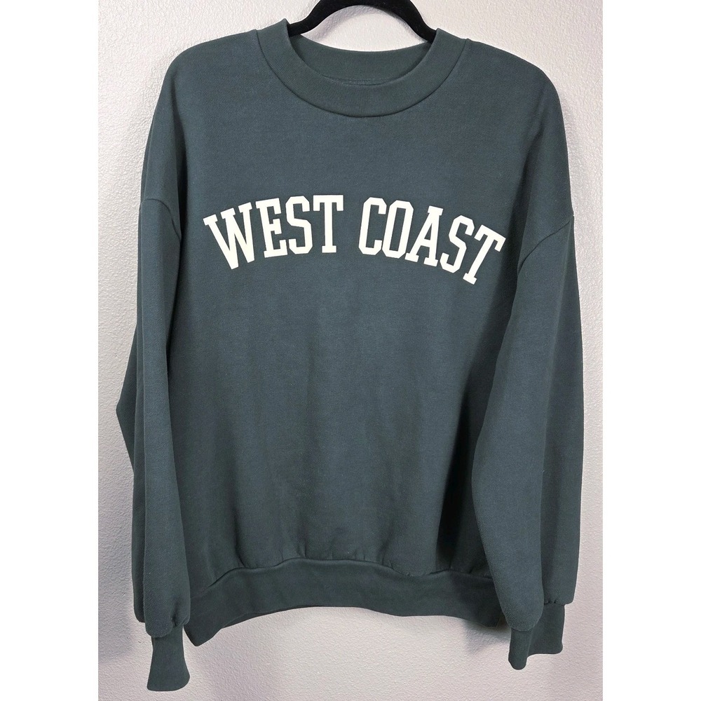 Oak + Fort West Coast Oversized Crewneck‎ Sweatshirt Green Fleece Women's M/L